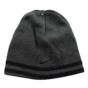 Nike Youth Beanie Hat Boys One Size Embroidered Logo Casual Cozy Gray Knit